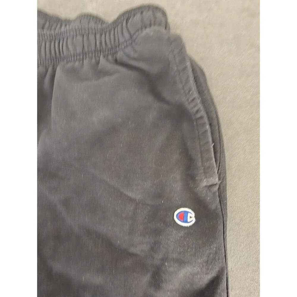 Champion Men's Black Jogger Sweatpants Size L Elastic Waist Athletic Logo